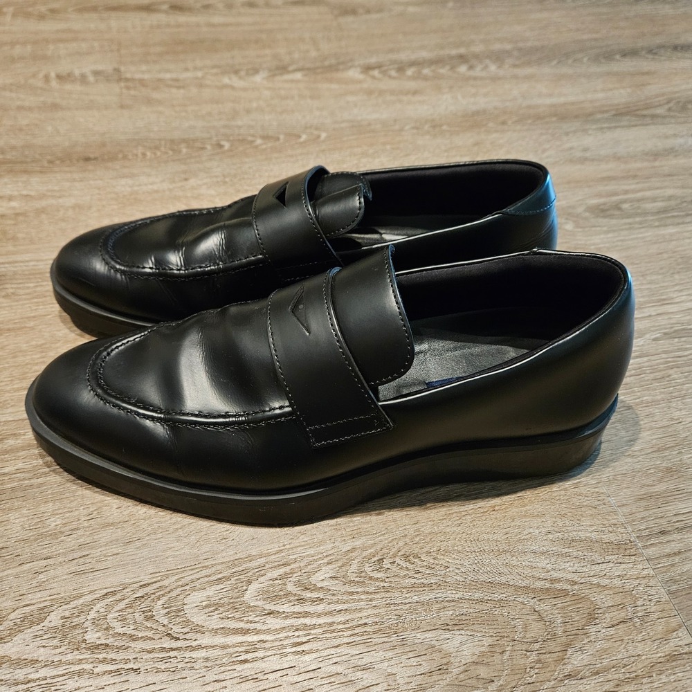 Wolf & Shepherd Closer Penny Loafers Black Calfskin Leather Men's Size 10